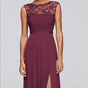 David’s Bridal wine colored bridesmaids dress